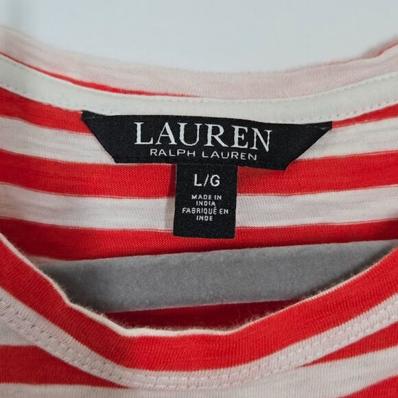 LAUREN RALPH LAUREN striped tie front t-shirt  Sz L - Picture 8 of 9